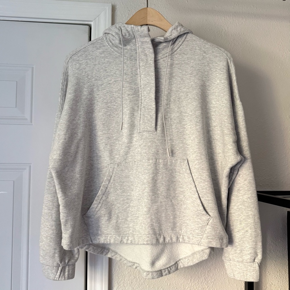 KNIX heather grey cotton modal fleece half zip boxy athletic hoodie sweater